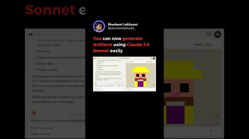 Generate artifacts using Claude 3.5 Sonnet AI Model